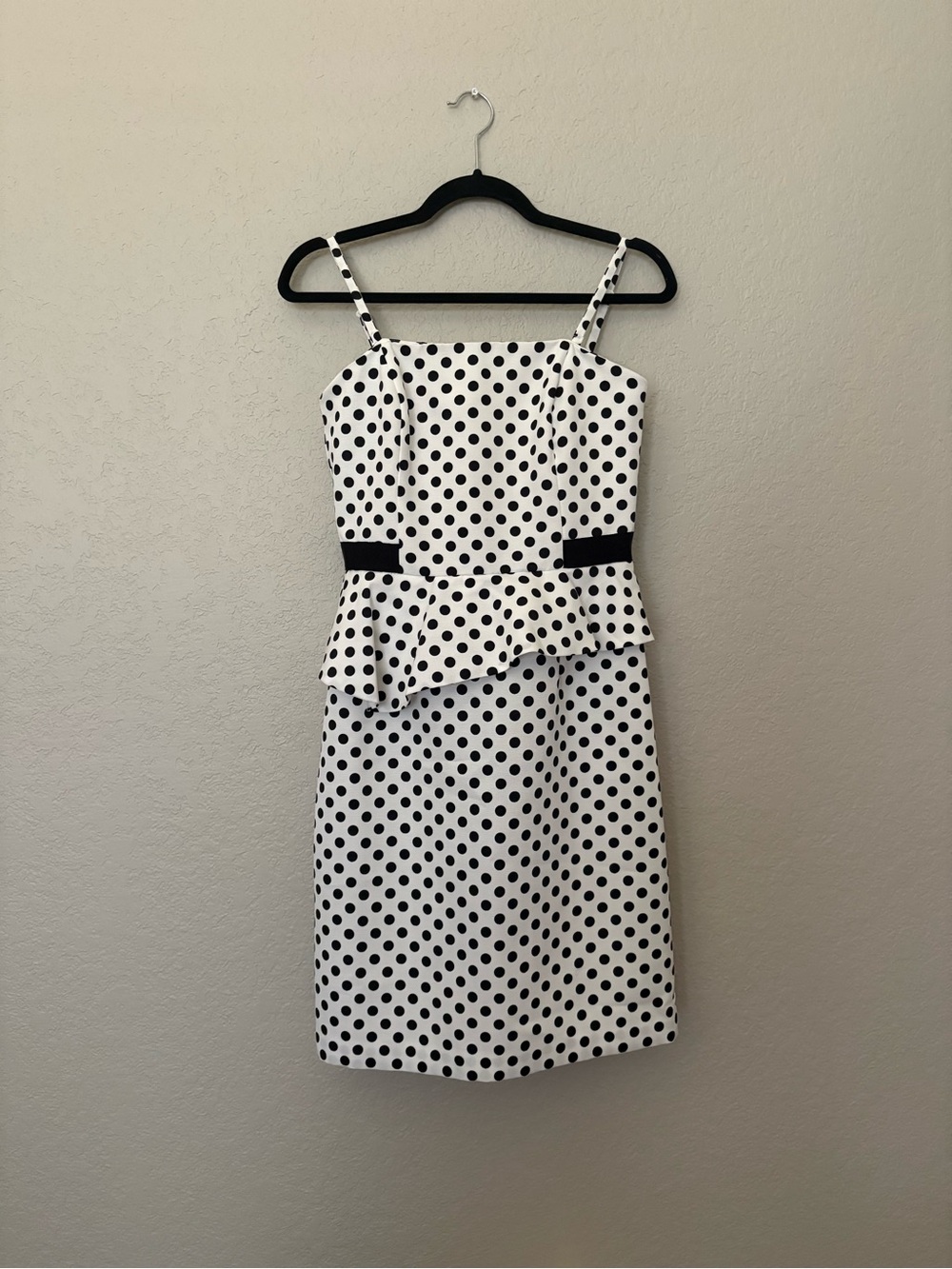 White House Black Market Black & White Polka Dot Peplum Mini Dress